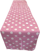 14" Polka Dot Table Runner - White on Pink - Polka Dots Polyester Poplin Table Runners (Pick Size)
