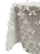 3D Butterfly Table Cover - White on White - 52" x 102" 3D Butterfly Mesh Tablecloth