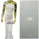 Long Wavy Line Design Sequins - White Iridescent - 4 Way Stretch Sequin Design on Mesh Fabric By Yard