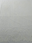 Long Wavy Line Design Sequins - White Iridescent - 4 Way Stretch Sequin Design on Mesh Fabric By Yard