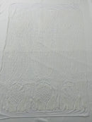 Long Wavy Line Design Sequins - White Iridescent - 4 Way Stretch Sequin Design on Mesh Fabric By Yard