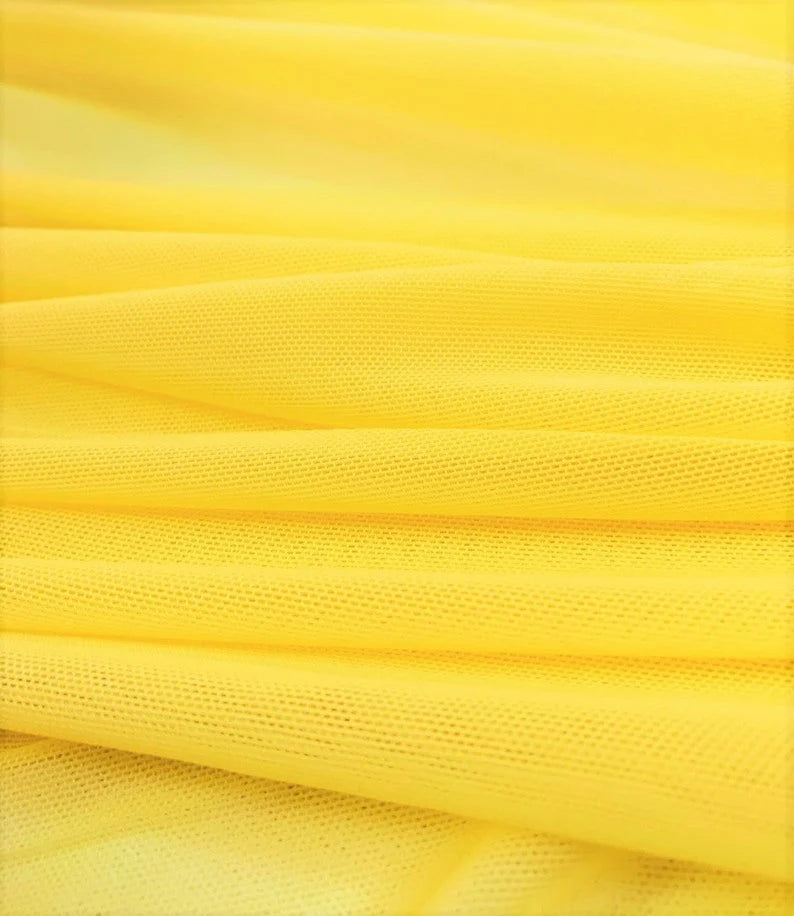 Power Mesh Fabric - Yellow - Nylon Lycra Spandex 4 Way Stretch Fabric 58"/60" By Yard