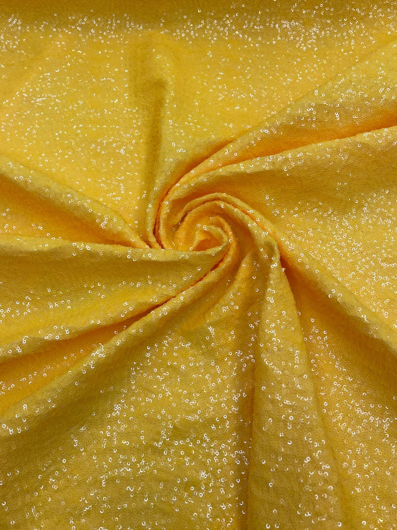 Milliskin Mini Glitz Sequins - Yellow - 4 Way Stretch Milliskin Stretch Spandex Fabric Sold By Yard