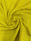 Rhinestones Solid Color Fabric - Yellow - 4 Way Stretch Soft Solid Fabric with Crystal RhineStones Sold by Yard