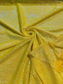 Mille Stripe Spandex Sequins - Yellow - 4 Way Stretch Lace Spandex Mesh Sold By Yard