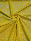 Mille Stripe Spandex Sequins - Yellow - 4 Way Stretch Lace Spandex Mesh Sold By Yard
