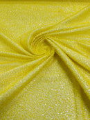 Beaded Lace 3D Fabric - Yellow - Handmade Heavy Embroidery Beaded Lace Fabric By Yard