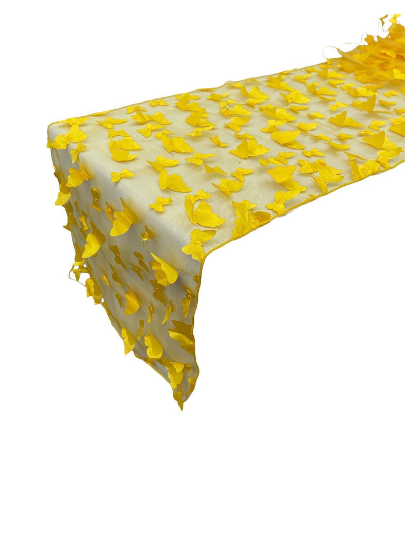 3D Butterfly Table Runner - Yellow - 12" x 90" 3D Butterfly Mesh Runner