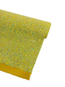 Chunky Glitter Vinyl Fabric - Yellow Iridescent - 54" Sparkle Crafting Glitter Vinyl Fabric By Yard