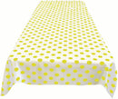 58" Polka Dot Tablecloth - Yellow on White - Linen Polka Dot Rectangular Tablecloth (Pick Size)