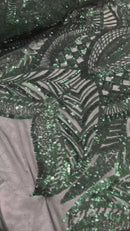 Iridescent Sequin Fabric - Hunter Green - 4 Way Stretch Royalty Lace Sequin By Yard