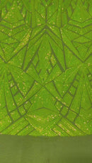 Sequins Fabric - Lime Green - Geometric Pattern Design 4 Way Stretch Sold By Yard