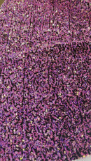 Fuchsia/Lilac Sequins Fabric on Black Stretch Velvet - By The Yard - all Over 5mm Sequins 58”/60