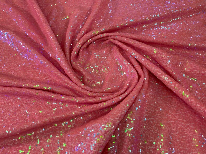 Mini Glitz Sequins - Coral - High Quality Mini Sequins on Mesh (Choose Quantity)