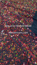 #31 Iridescent Sequin on Stretch Velvet With Luxury Sequins 2-Way Stretch(Pick a Size)
