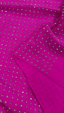 Rhinestones Solid Color Fabric - Hot Pink - 4 Way Stretch Soft Solid Fabric with Crystal RhineStones Sold by Yard