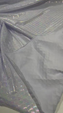 Mermaid Spandex Foil Fabric - White - Mermaid Design on Stretch Fabric By Yard