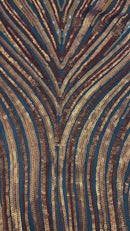 Three Tone Feather Fabric - Navy/Yellow/Gold - 4 Way Stretch Embroidered Sequins By Yard