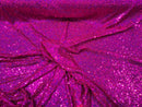 Mini Glitz Sequins - Holographic Fuschia - Mini Sequins on 4 Way Stretch Lace Mesh Fabric