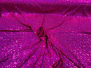 Mini Glitz Sequins - Holographic Fuschia - Mini Sequins on 4 Way Stretch Lace Mesh Fabric