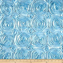 Rosette Fabric - Baby Blue - 3D Rosette Satin Floral Fabric Sold By Yard