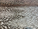 Leaves Design Sequin Fabric - Skin - 4 Way Stretch Fancy Embroidered Fabric By The Yard