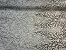 Leaves Design Sequin Fabric - Silver - 4 Way Stretch Fancy Embroidered Fabric By The Yard