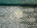 Leaves Design Sequin Fabric - Hunter Green - 4 Way Stretch Fancy Embroidered Fabric By The Yard