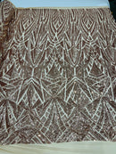 Sequins Fabric - Rose Gold - Geometric Pattern Design 4 Way Stretch Sold By Yard