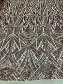 Sequins Fabric - Rose Gold - Geometric Pattern Design 4 Way Stretch Sold By Yard