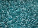 Sequins Fabric - Hunter Green - Geometric Pattern Design 4 Way Stretch Sold By Yard