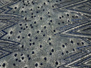 Geometric Fabric - Navy / Silver - Sequins Triangle Pattern Design 4 Way Stretch Sold By Yard