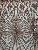 Geometric Sequins - Iridescent Orange - Triangular Pattern Design 4 Way Stretch Sold By Yard