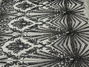 Geometric Sequins - Black - Triangular Pattern Design 4 Way Stretch Sold By Yard