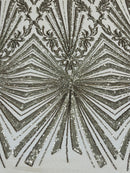 Geometric Sequins - Gold - Triangular Pattern Design 4 Way Stretch Sold By Yard