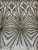 Geometric Sequins - Gold - Triangular Pattern Design 4 Way Stretch Sold By Yard