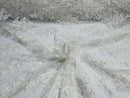 Flower Cluster Fabric - White  - Embroidered Floral Design With Sequins on Mesh Lace Fabric