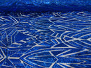 Sequins Fabric - Royal Blue - Geometric Pattern Design 4 Way Stretch Sold By Yard