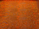 Damask Geometric Sequins - Orange - 4 Way Stretch Sequins Design Sold By Yard