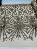 Geometric Sequins - Gold - Triangular Pattern Design 4 Way Stretch Sold By Yard