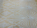Geometric Sequins - White - Triangular Pattern Design 4 Way Stretch Sold By Yard