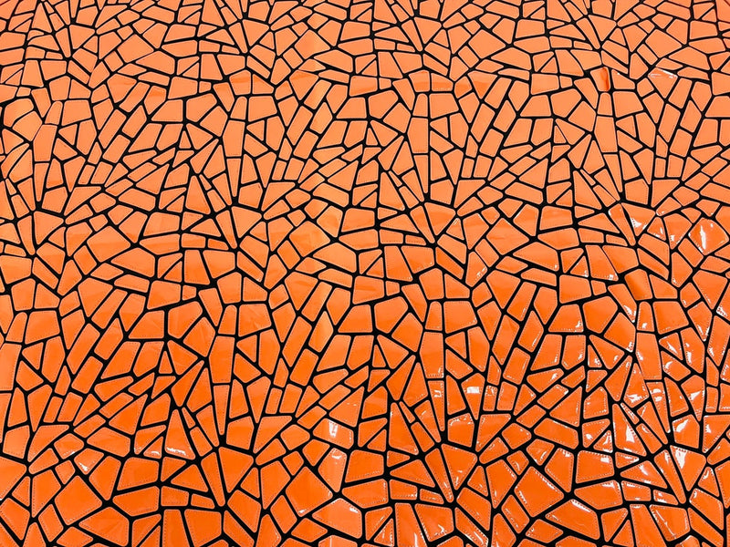Jumbo Sequins - Orange - Geometric Round Pattern Sequins on 2 Way Strech Velvet By Yard