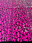 Jumbo Sequins - Hot Pink - Geometric Pattern Sequins on 2 Way Strech Velvet By Yard