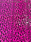 Jumbo Sequins - Hot Pink - Geometric Pattern Sequins on 2 Way Strech Velvet By Yard
