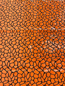 Jumbo Sequins - Orange - Geometric Pattern Sequins on 2 Way Strech Velvet By Yard