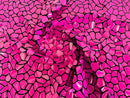 Jumbo Sequins - Hot Pink - Geometric Pattern Sequins on 2 Way Strech Velvet By Yard