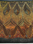 Geometric Sequin Fabric - Iridescent Orange on Black - Fancy Design 4 Way Stretch Lace Sequin By Yard