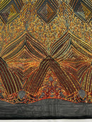 Geometric Sequin Fabric - Iridescent Orange on Black - Fancy Design 4 Way Stretch Lace Sequin By Yard