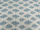 Floral Bridal Lace - Baby Blue - Flower Damask Design Embroidered on Mesh Lace Fabric