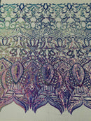 Iridescent Sequin Fabric - Lavender - 4 Way Stretch Royalty Lace Sequin By Yard